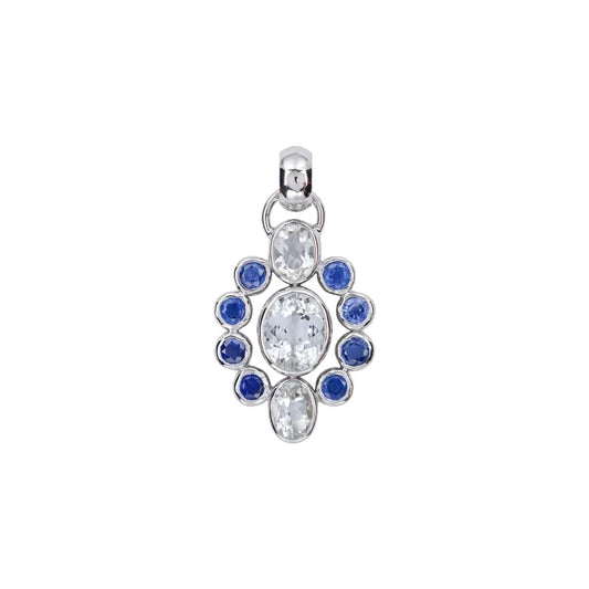 Anhänger Topas weiß, Disthen blau, 4,2cm, rhodiniert - MeinSchmuckShop