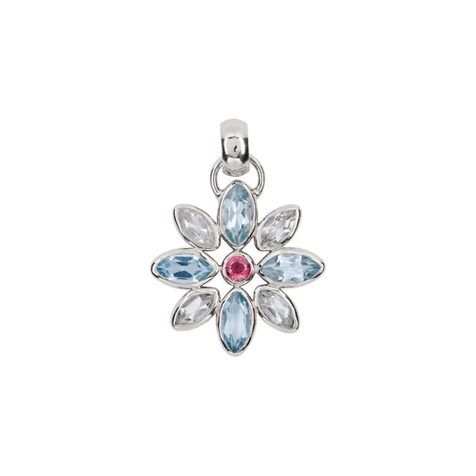 Anhänger Blume Topas weiß und blau, 4,0cm, rhodiniert - MeinSchmuckShop