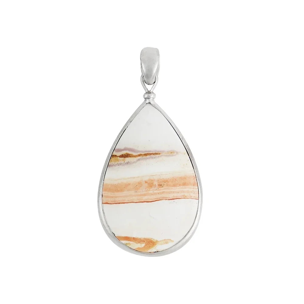 Anhänger Java Sunset-Jaspis Tropfen, 5,4cm, rhodiniert - MeinSchmuckShop
