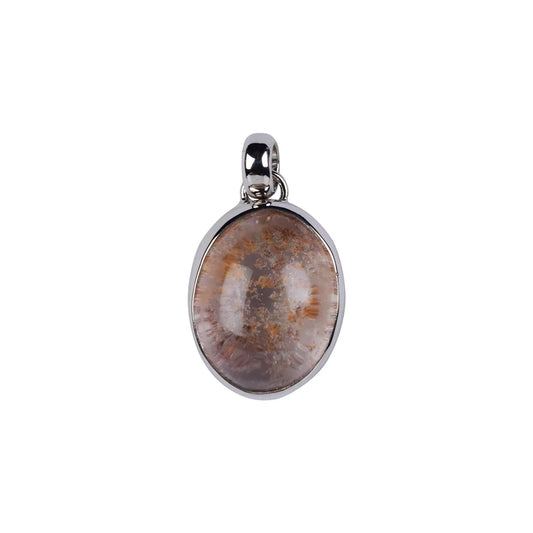 Anhänger Lodolithquarz Oval, 2,7cm, rhodiniert - MeinSchmuckShop