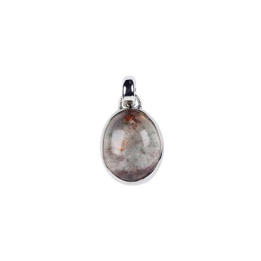 Anhänger Lodolithquarz Oval, 2,4cm, rhodiniert - MeinSchmuckShop