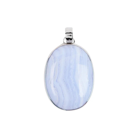 Anhänger Chalcedon blau oval, 4,0cm, rhodiniert - MeinSchmuckShop