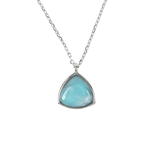 Anhänger mit Kette Larimar Trillion/Dreieck (9 x 9mm), 1,1cm, rhodiniert - MeinSchmuckShop
