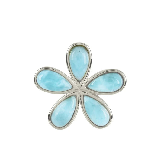Anhänger Larimar Tropfen-Blüte (8 x 4,5mm), 1,7cm, rhodiniert - MeinSchmuckShop