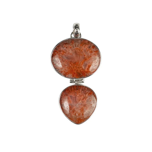 Anhänger Hornkoralle, Oval (20mm), Tropfen (18mm), 4,8cm, rhodiniert - MeinSchmuckShop