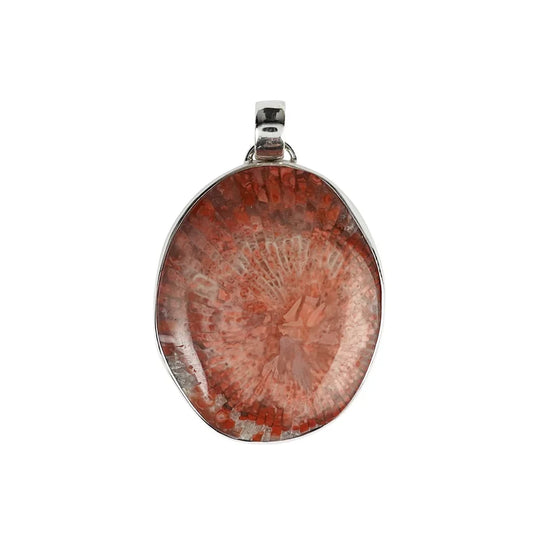 Anhänger Hornkoralle, Oval (28 x 23mm), 3,8cm, rhodiniert - MeinSchmuckShop