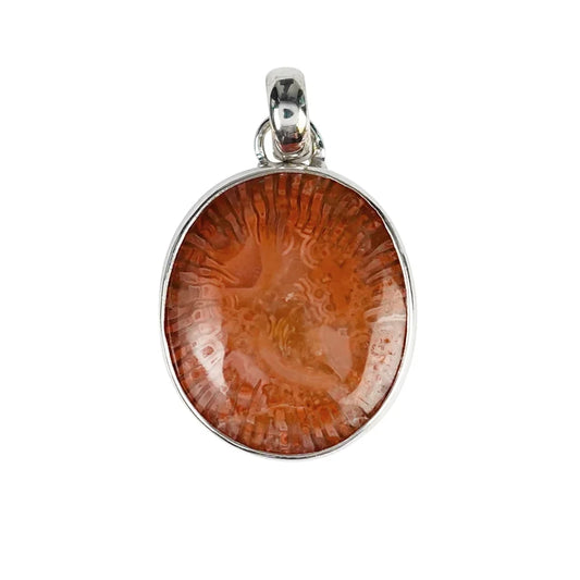 Anhänger Hornkoralle, Oval (17mm), 2,2cm, rhodiniert - MeinSchmuckShop