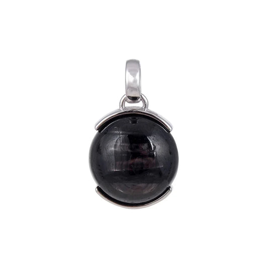 Anhänger Hypersthen, rund (14mm), 2,1cm, rhodiniert - MeinSchmuckShop
