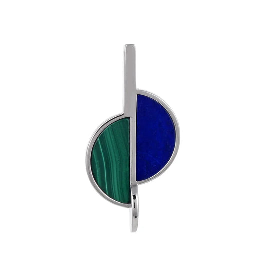 Anhänger Malachit, Lapis Lazuli Halbkreise (15 x 7mm), 3,3cm, rhodiniert - MeinSchmuckShop