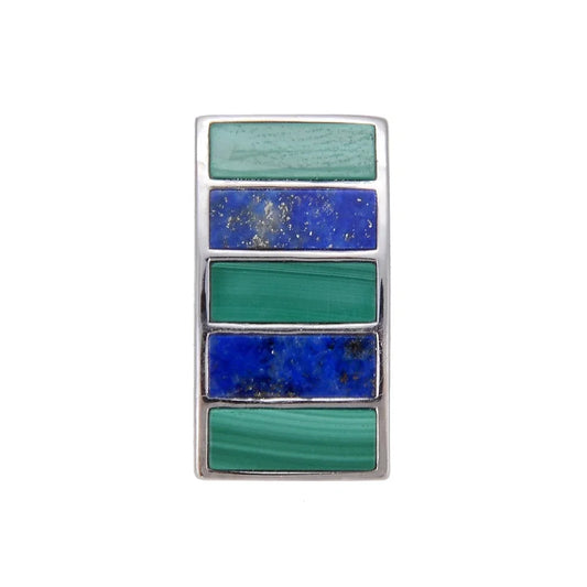 Anhänger Malachit, Lapis Lazuli Rechtecke (10 x 4mm), 2,2cm, rhodinidert - MeinSchmuckShop