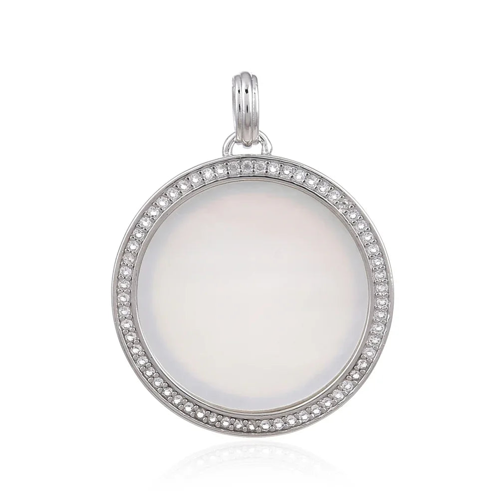 Anhänger Perlmutt (weiß) rund (20mm), 3,1cm, rhodiniert - MeinSchmuckShop