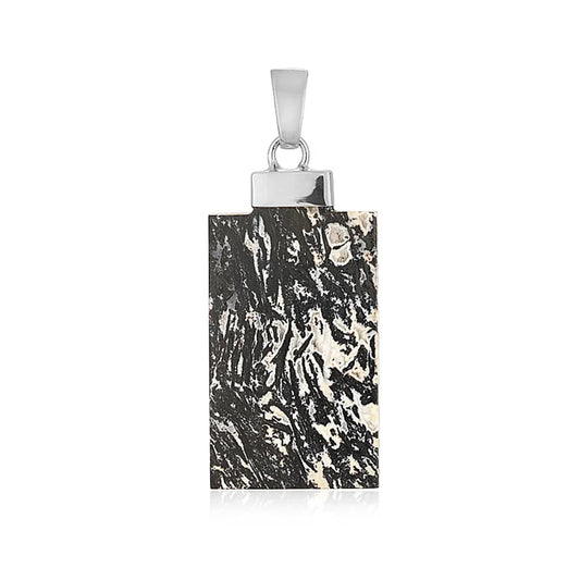 Anhänger Zebra-Palmholz Rechteck (40 x 22mm), 5,4cm, rhodiniert - MeinSchmuckShop