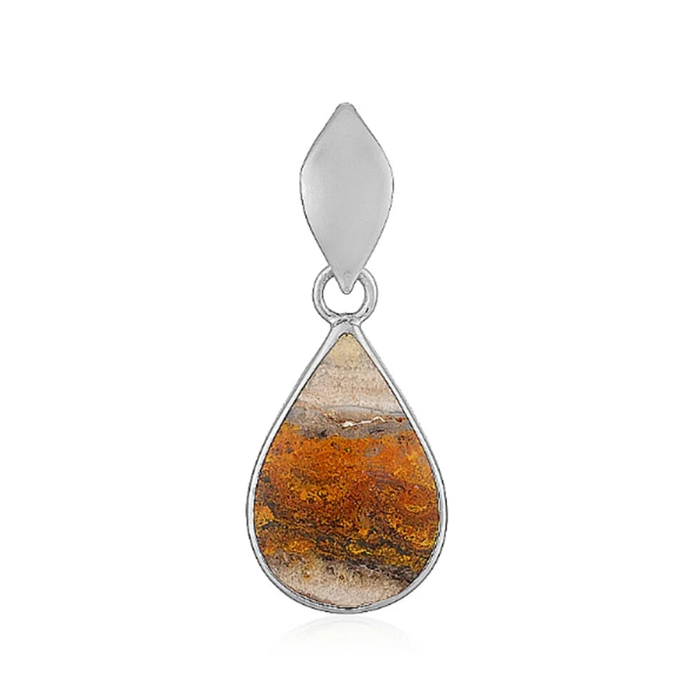 Anhänger Jaspis (red scale jasper), Tropfen (20 x 24mm), 3,7cm, rhodiniert - MeinSchmuckShop