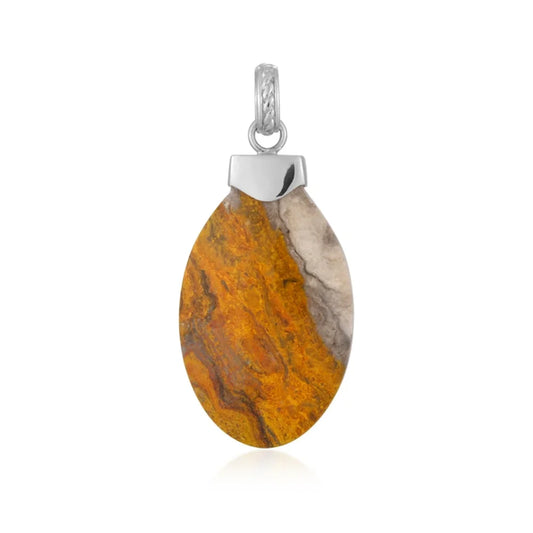 Anhänger Jaspis (neo yellow), Oval (38 x 24mm), 5,1cm, rhodiniert - MeinSchmuckShop