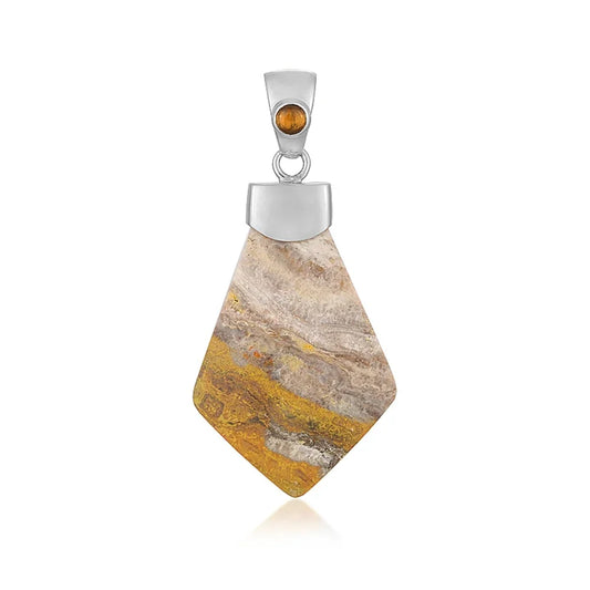 Anhänger Jaspis (neo yellow jasper), 5,5cm. rhodiniert - MeinSchmuckShop