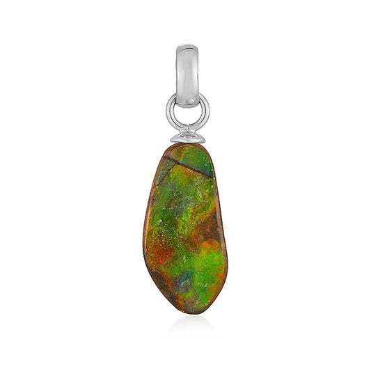 Anhänger Ammolith, Freeform, 2,3 - 2,8cm, rhodiniert - MeinSchmuckShop