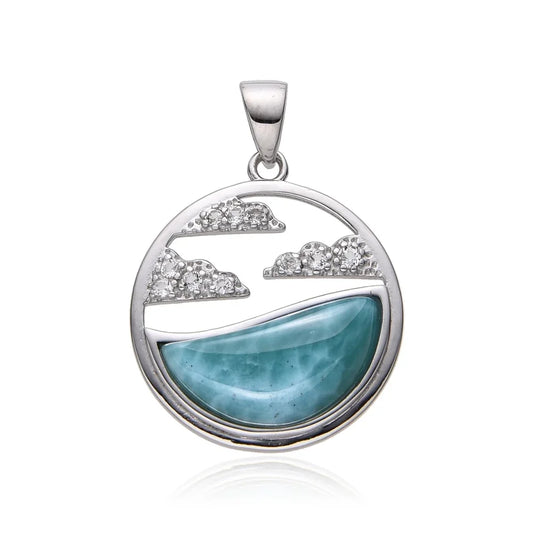 Anhänger Larimar, Meer mit Wolken, 2,9cm, rhodiniert - MeinSchmuckShop