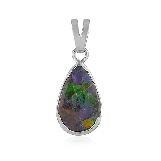 Anhänger Ammolith, Tropfen (21 x 13mm),3,2cm, rhodiniert - MeinSchmuckShop