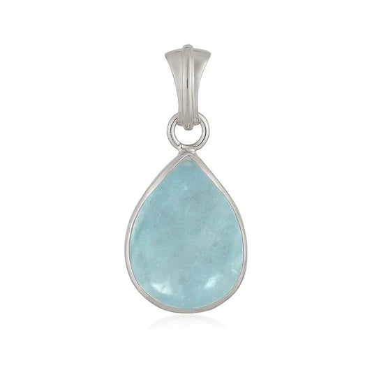 Anhänger Aquamarin Tropfen (20 x 15mm), 3,0cm, rhodiniert - MeinSchmuckShop