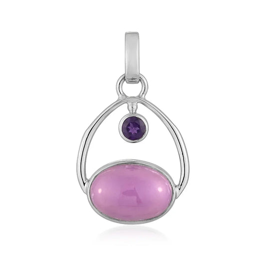 Anhänger Phosphosiderit, oval (14 x 10mm) Amethyst, 2,8cm, rhodiniert - MeinSchmuckShop