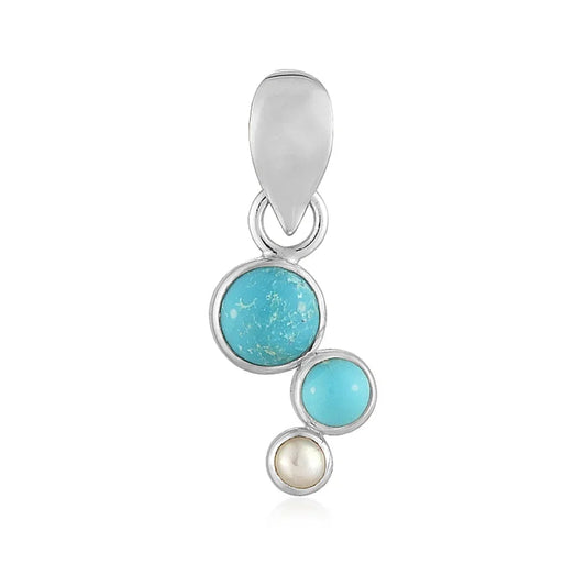 Anhänger Türkis rund (4mm, 6mm), Perle (4mm), 2,5cm, rhodiniert - MeinSchmuckShop