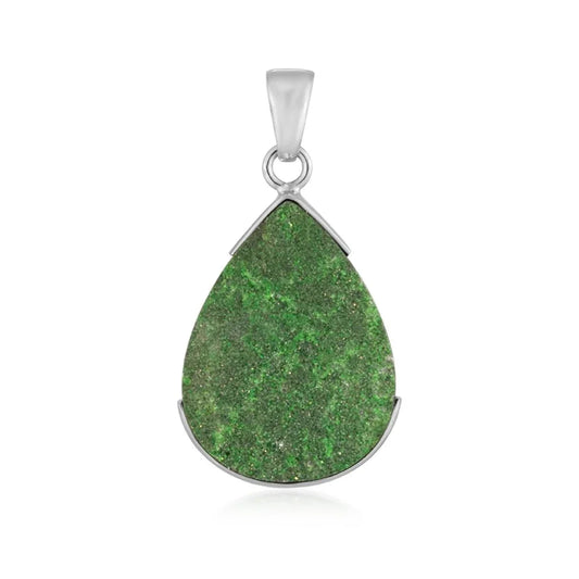 Anhänger Uwarowit, Tropfen (29 x 23mm), 4,0cm, rhodiniert - MeinSchmuckShop