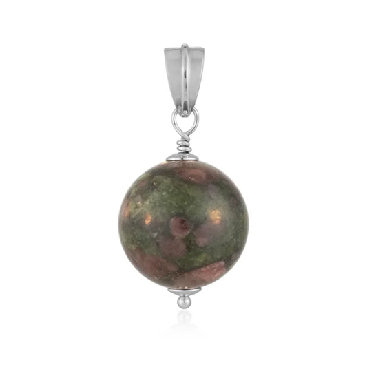 Anhänger Eudialyt, Kugel (20mm), 4,1cm, rhodiniert - MeinSchmuckShop