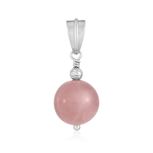 Anhänger Rosenquarz, Kugel (14mm), 2,5cm, rhodiniert - MeinSchmuckShop