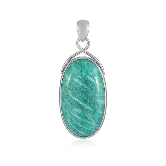 Anhänger Amazonit, Oval (35 x 20mm), 5,0cm, rhodiniert - MeinSchmuckShop