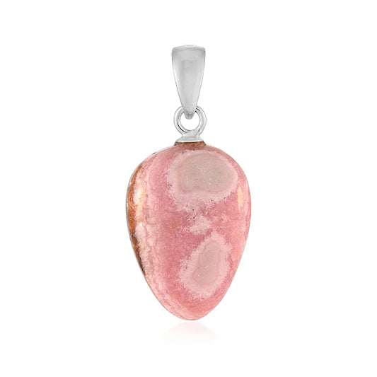 Anhänger Rhodochrosit, Freeform (25 x 15mm), 3,5cm, rhodiniert - MeinSchmuckShop