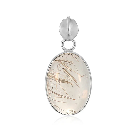 Anhänger Rutilquarz, oval (21 x 15mm), 3,5cm, rhodiniert - MeinSchmuckShop