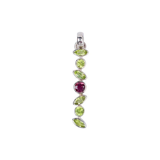 Anhänger Peridot, Turmalin rosa, 4,3cm, platiniert - MeinSchmuckShop