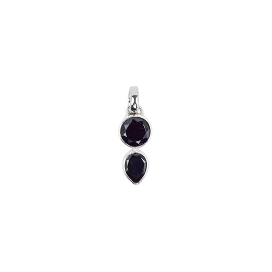 Anhänger Spinell (schwarz) rund, Tropfen, 2,6cm, platiniert - MeinSchmuckShop
