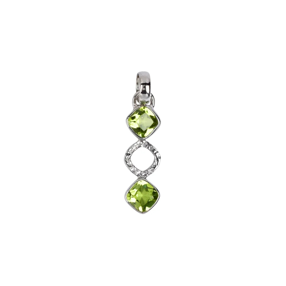Anhänger Peridot Cushion (Quadrate), 3,1cm, platiniert - MeinSchmuckShop