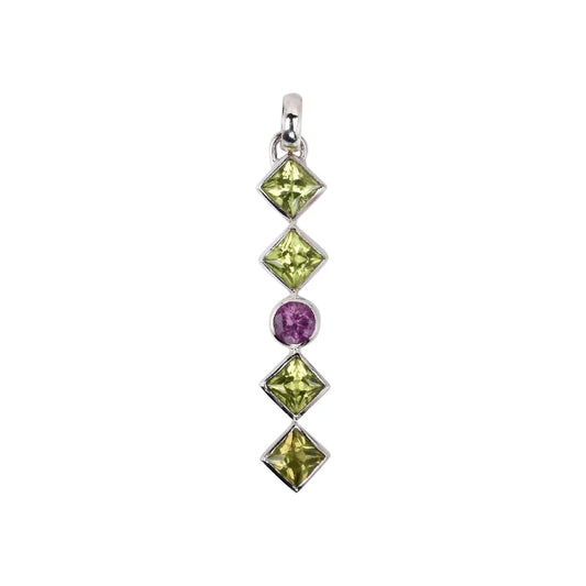 Anhänger Peridot, Turmalin (rosa), 4,7cm, platiniert - MeinSchmuckShop