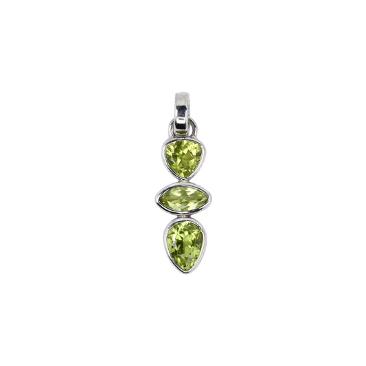 Anhänger Peridot Trillion, Navette, Tropfen, 3,0cm, platiniert - MeinSchmuckShop