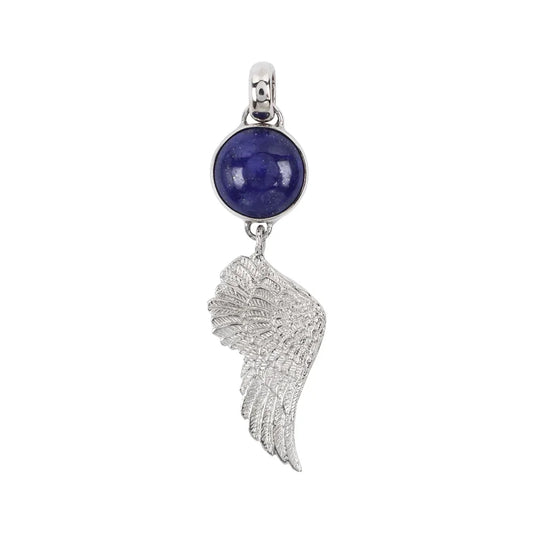 Anhänger Lapis Lazuli (12mm), Flügel, 5,3cm, platiniert - MeinSchmuckShop