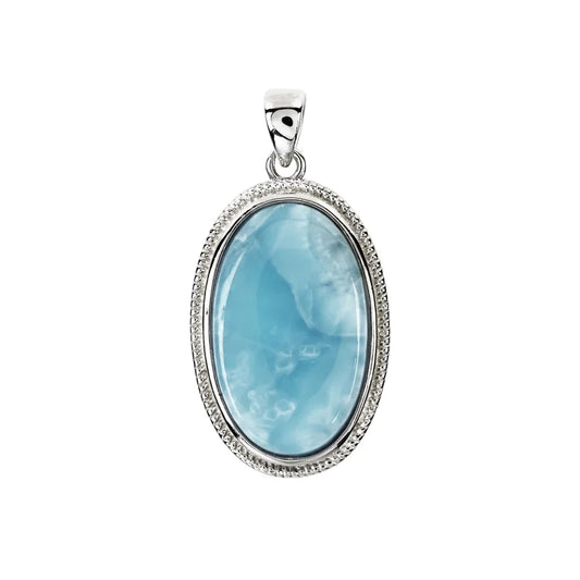 Anhänger Larimar Oval (22 x 13mm), 2,7cm, platiniert - MeinSchmuckShop