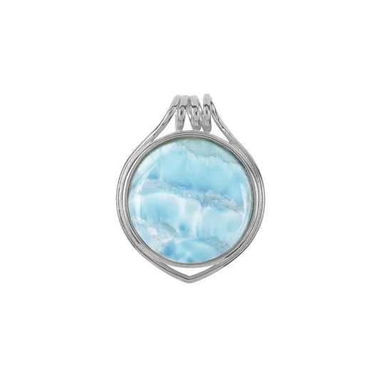 Anhänger Larimar Kreis mit Spiralöse (20mm), 3,1cm, platiniert - MeinSchmuckShop