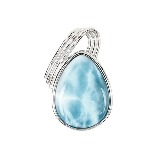 Anhänger Larimar Tropfen mit Bogen (20 x 15mm), 3,1cm, platiniert - MeinSchmuckShop