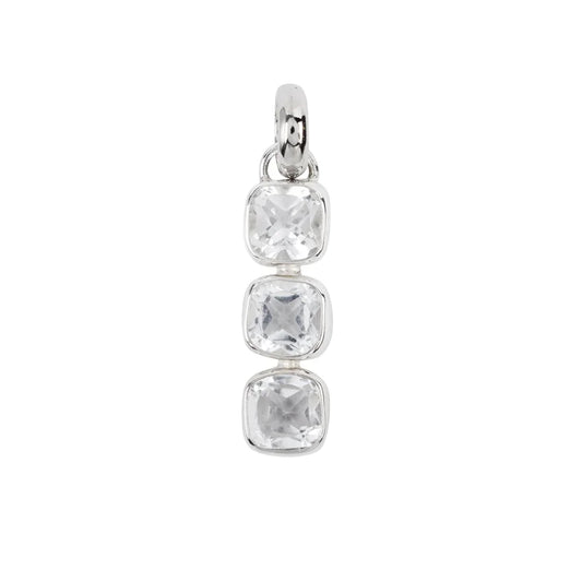 Anhänger Topas weiß Cushion (6 x 6mm), 3,0cm, platiniert - MeinSchmuckShop
