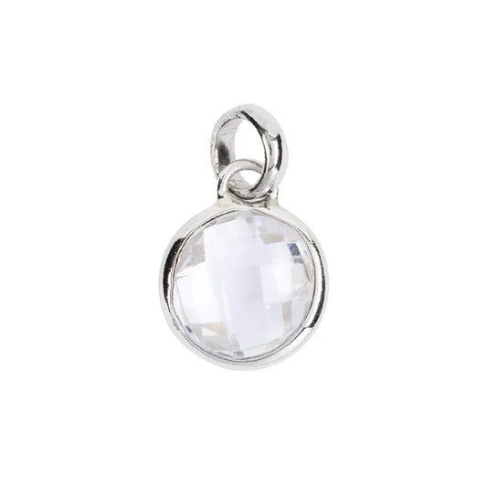 Anhänger Bergkristall, rund (10mm) facettiert, 1,9cm, platiniert - MeinSchmuckShop