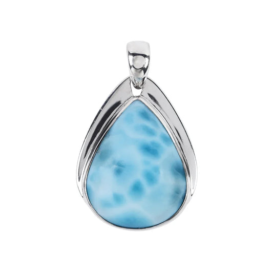 Anhänger Larimar Tropfen (25 x 19mm), 3,4cm, platiniert - MeinSchmuckShop