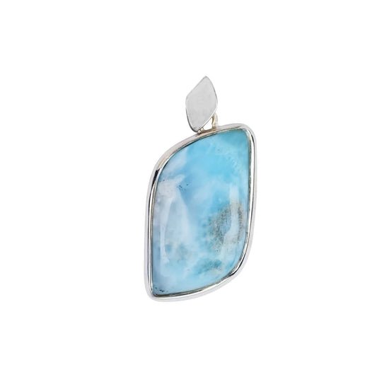 Anhänger Larimar Blatt (34 x 21mm), 4,4 x 2,4cm, platiniert - MeinSchmuckShop