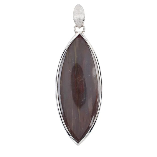 Anhänger versteinertes Holz, Marquise (50 x 20mm), 6,3cm, platiniert - MeinSchmuckShop