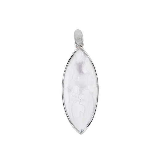 Anhänger Druzy-Achat (weiß) Marquise, 6,2cm, platiniert - MeinSchmuckShop