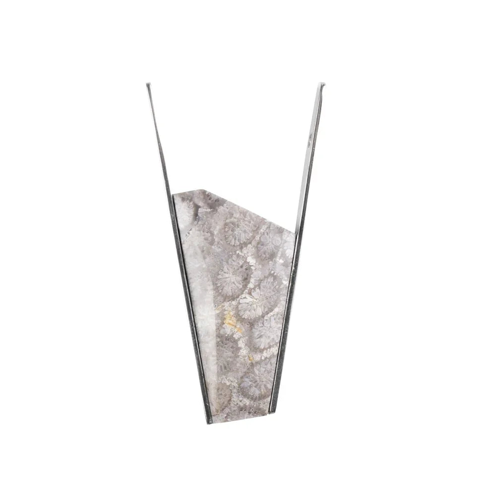 Anhänger versteinerte Koralle, Fünfeck (39 x 21mm), 5,8cm, platiniert - MeinSchmuckShop