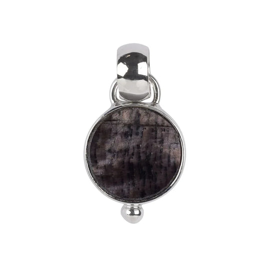 Anhänger Hypersthen rund (10mm), 2,5cm, platiniert - MeinSchmuckShop