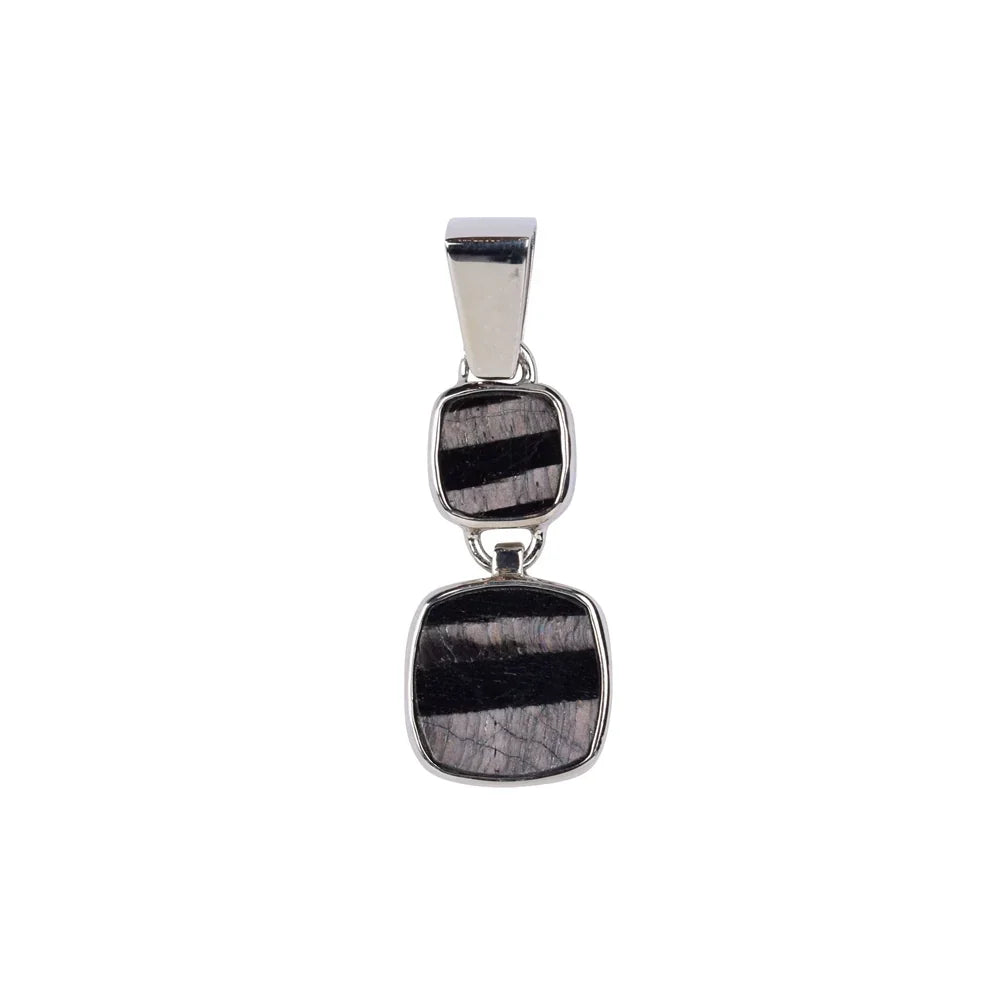 Anhänger Hypersthen Quadrate, 3,6cm, platiniert - MeinSchmuckShop