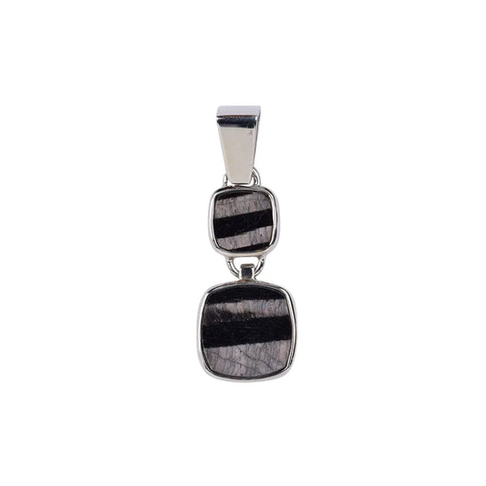 Anhänger Hypersthen Quadrate, 3,6cm, platiniert - MeinSchmuckShop